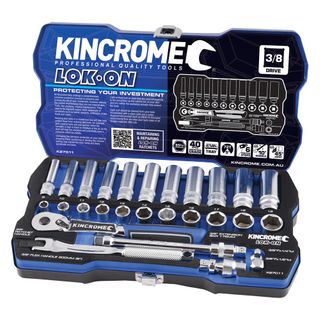 KINCROME LOK-ON™ 3/8" DRIVE SOCKET SET - 28 PCE - METRIC