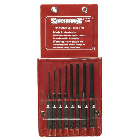 SIDCHROME 8 PIECE PUNCH SET LONG PIN