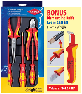 KNIPEX 1000V SET WITH BONUS 1000V KNIFE