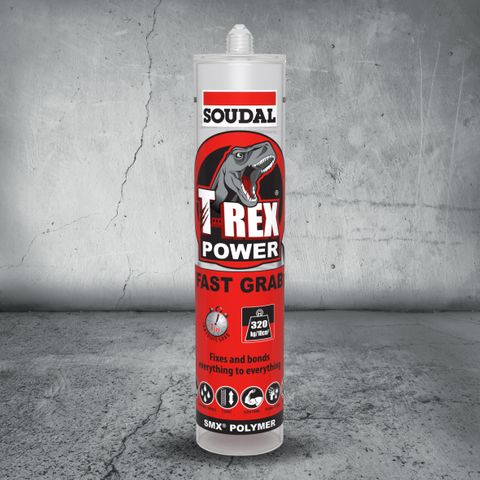 SOUDAL T-REX POWER FAST GRAB ADHESIVE SEALANT - QUICK SILVER 290ML