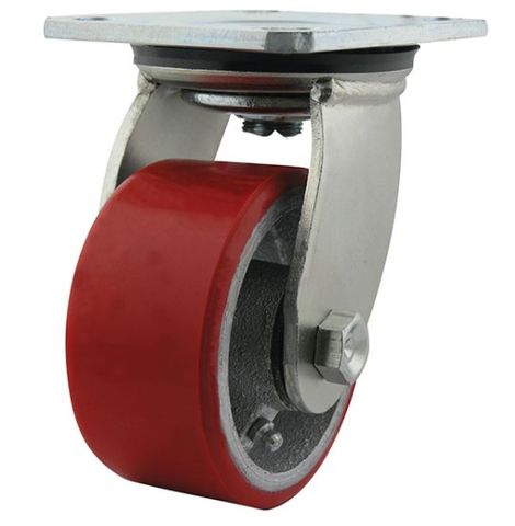 RICHMOND 100MM POLYURETHANE TYRED CAST IRON CENTRED WHEEL 250KG CAPACITY CASTOR SWIVEL (S4400)