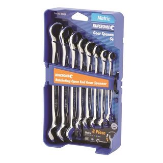KINCROME METRIC COMBINATION RATCHETING OPEN END GEAR SPANNER SET