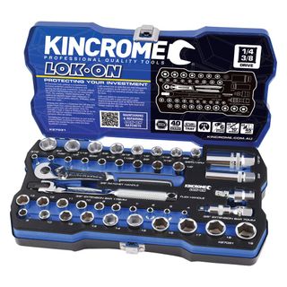 KINCROME LOK-ON™ SOCKET SET 44 PIECE 1/4" & 3/8" DRIVE - METRIC & IMPERIAL