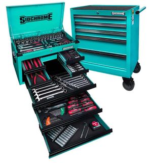 SIDCHROME 204 PIECE METRIC/AF TOOL KIT - HYPER TEAL