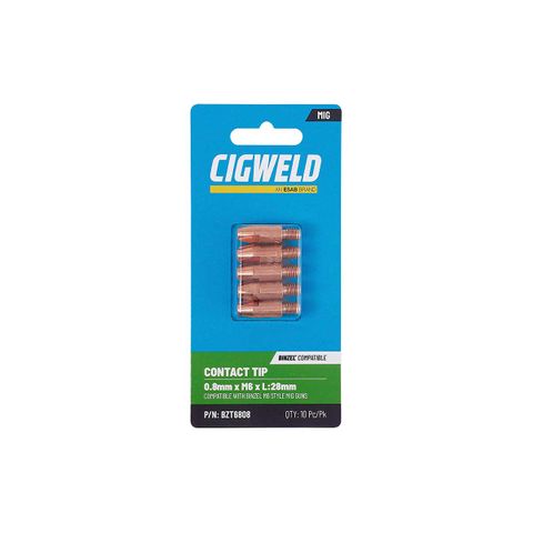 CIGWELD BINZEL CONTACT TIP 0.8MM X M6 X L:28MM 10PK