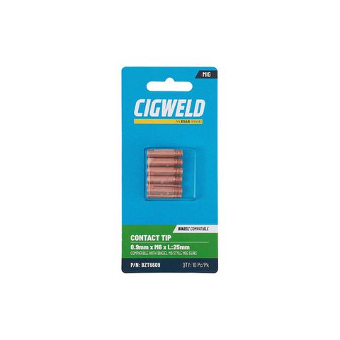 CIGWELD BINZEL CONTACT TIP 0.9MM X M6 X L:25MM 10PK