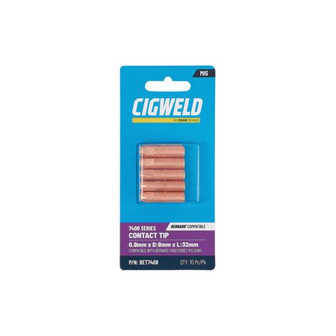 CIGWELD BERNARD 7400 SERIES CONTACT TIP 0.8MM X D:8MM X L:32MM 10PK