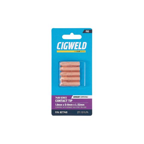 CIGWELD BERNARD 7400 SERIES CONTACT TIP 1.0MM X D:8MM X L:32MM 10PK