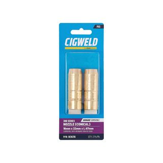 CIGWELD BERNARD 300 SERIES NOZZLE (CONICAL) 16MM X 22MM L:67MM 2PK