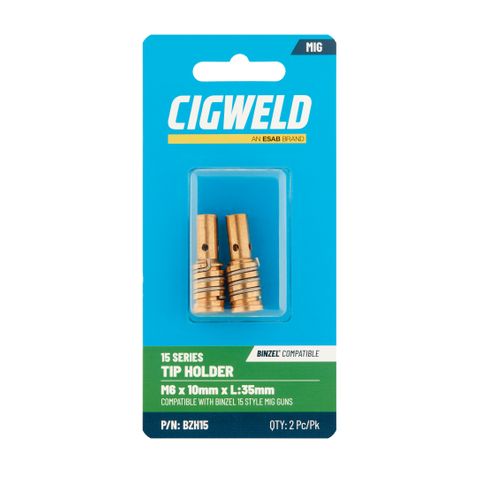 CIGWELD BINZEL 15 SERIES TIP HOLDER M6 X 10MM X L:35MM 2PK