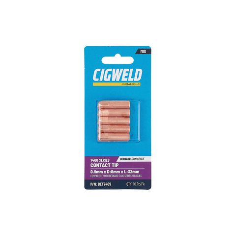 CIGWELD BERNARD 7400 SERIES CONTACT TIP 0.9MM X D:8MM X L:32MM 10PK