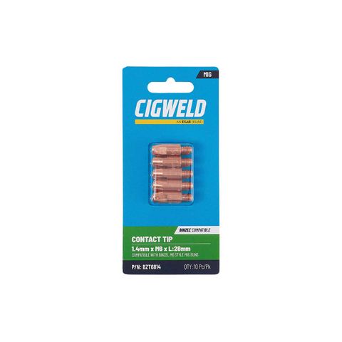 CIGWELD BINZEL CONTACT TIP 1.4MM X M6 X L:28MM 10PK