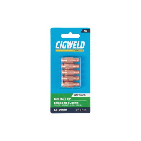 CIGWELD BINZEL CONTACT TIP 0.8MM X M8 X L:30MM 10PK