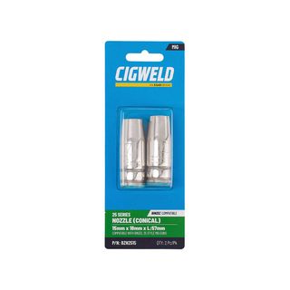 CIGWELD BINZEL 25 SERIES NOZZLE (CONICAL) 15MM X 18MM X L:57MM 2PK