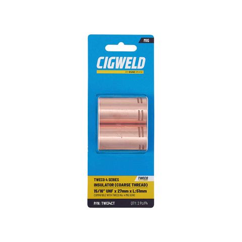 CIGWELD TWECO 4 SERIES INSULATOR (COURSE THREAD) 15/16" UNF X 27MM X L:51MM 2PK