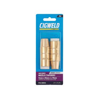 CIGWELD BERNARD 400 SERIES NOZZLE (TAPERED) 14MM X 25MM X L:75MM 2PK