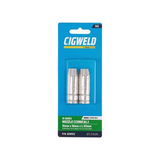 CIGWELD BINZEL 15 SERIES NOZZLE (CONICAL) 12MM X 18MM X L:53MM 2PK