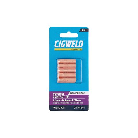 CIGWELD BERNARD 7400 SERIES CONTACT TIP 1.2MM X D:8MM X L:32MM 10PK