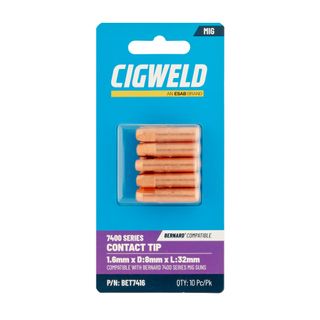 CIGWELD BERNARD 7400 SERIES CONTACT TIP 1.6MM X D:8MM X L:32MM 10PK