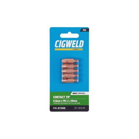 CIGWELD BINZEL CONTACT TIP 0.6MM X M6 X L:28MM 10PK