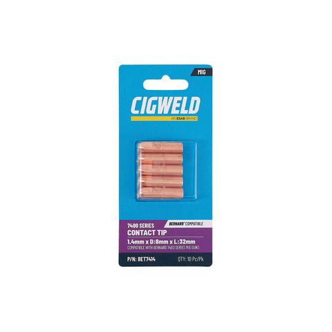 CIGWELD BERNARD 7400 SERIES CONTACT TIP 1.4MM X D:8MM X L:32MM 10PK