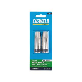 CIGWELD BINZEL 24 SERIES NOZZLE (CONICAL) 13MM X 18MM X L:64MM 2PK