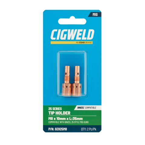 CIGWELD BINZEL 25 SERIES TIP HOLDER M8 X 10MM X L:35MM 2PK