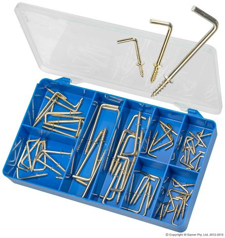 TORRES BRASS PLATED L TYPE SQUARE HOOKS ASSORTED KIT