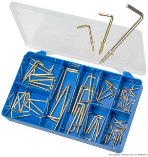 TORRES BRASS PLATED L TYPE SQUARE HOOKS ASSORTED KIT