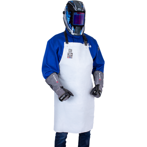 ELLIOTTS BLUE MAX CHROME LEATHER BIB STYLE WELDING APRON