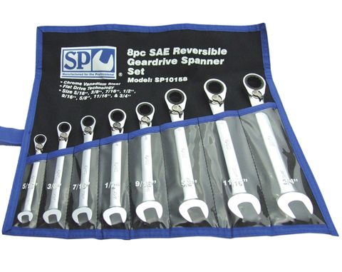 SP TOOLS GEAR DRIVE ROE SPANNER SET - 15° OFFSET - SAE - 8PC