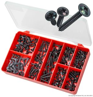 TORRES MUSHROOM POZIDRIV SELF TAPPING SCREWS ASSORTED KIT - BLACK