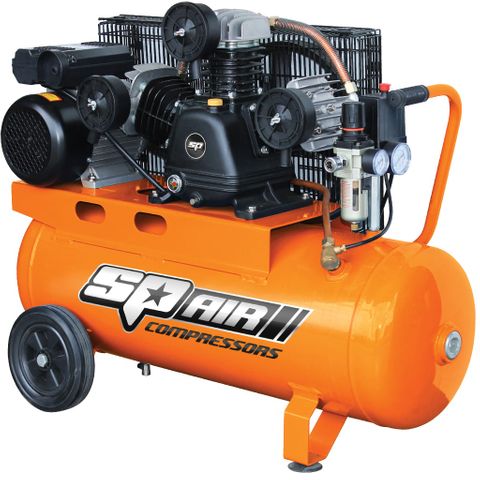 SP TOOLS BELT DRIVE AIR COMPRESSOR - TRIPLE CASE IRON PORTABLE - 3HP - 60L