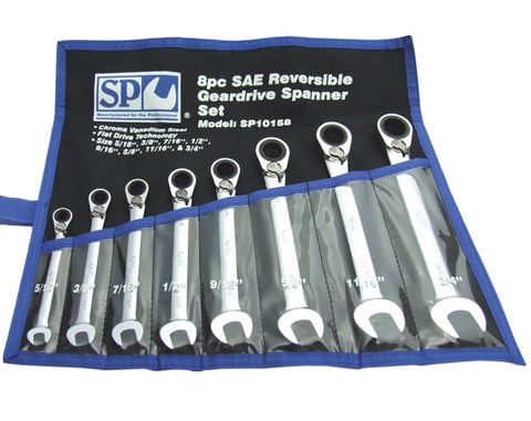 SP TOOLS GEAR DRIVE ROE SPANNER SET - 15° OFFSET - 8PCE - SAE