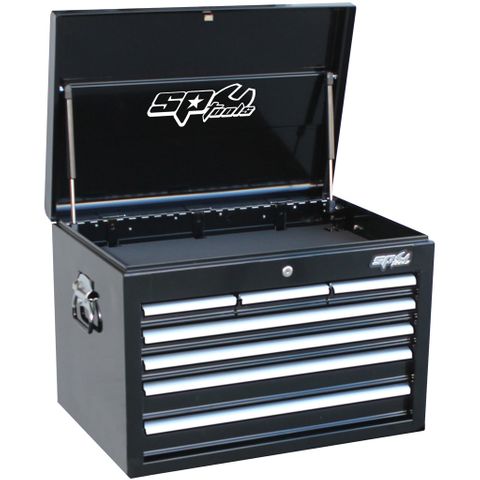 SP TOOLS CUSTOM SERIES 7 DRAWER TOOL BOX - DEEP - BLACK / CHROME