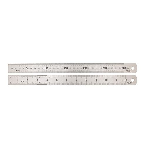 TOLEDO DOUBLE SIDED METRIC & IMPERIAL STAINLESS STEEL RULE - 600MM (24")