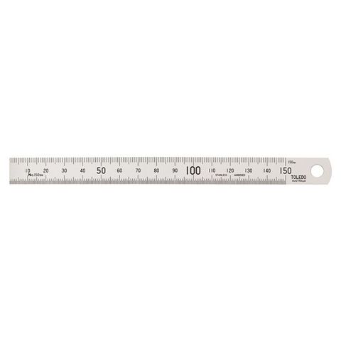 TOLEDO SINGLE SIDED STAINLESS STEEL METRIC RULE - 150MM