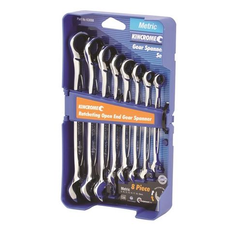 KINCROME METRIC COMBINATION RATCHETING OPEN END GEAR SPANNER SET