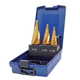 HOLEMAKER SPIRAL FLUTE STEP DRILL SET, 4-20MM / 5-25MM / 6-30MM - 3 PCE