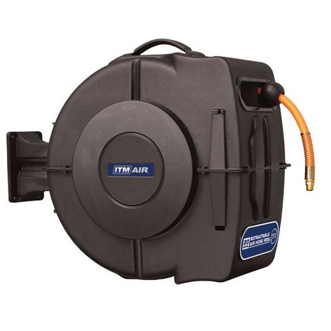 ITM RETRACTABLE AIR HOSE REEL, 10MM X 20M HYBRID POLYMER AIR HOSE WITH 1/4" BSP MALE FITTINGS