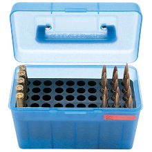 MTM 50RND DELUXE AMMO BOX 264-7MM CLEAR BLUE