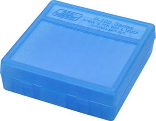 MTM 100RND HANDGUN AMMO BOX 9MM 380ACP CLEAR BLUE