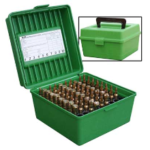 MTM 100RND DELUXE AMMO BOX 22-250 30-06 9.3X74R GREEN