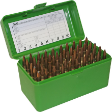 MTM 50RND AMMO BOX 260REM ALL MAGS 375H&H 404 458 GREEN