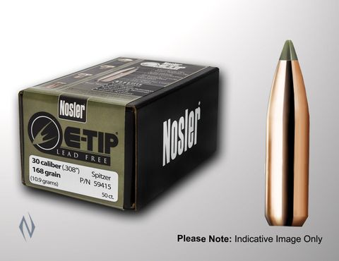 NOSLER 30CAL .308 180GR E-TIP PROJECTILES 50PK