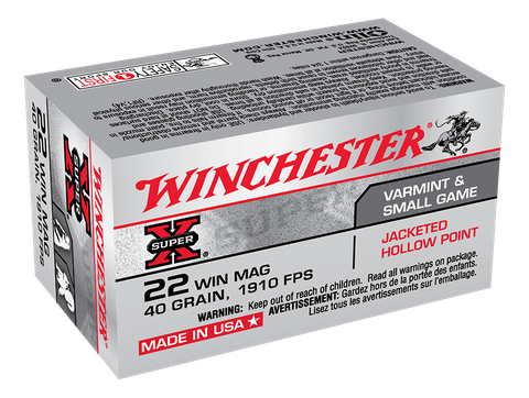 WINCHESTER  SUPER X 1910FPS 22WMR 40GR JHP 50PKT