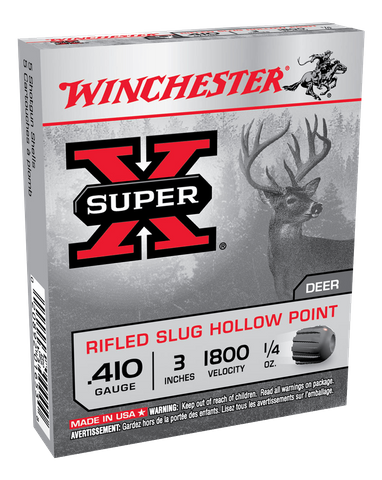 WINCHESTER SUPER X RIFLED SLUG 1800FPS 3INCH 410GA 5PKT