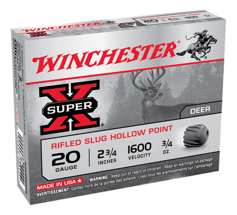WINCHESTER SUPER X RIFLED SLUG 1600FPS 20GA 21GR 5PKT