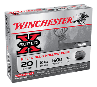 WINCHESTER SUPER X RIFLED SLUG 1600FPS 20GA 21GR 5PKT