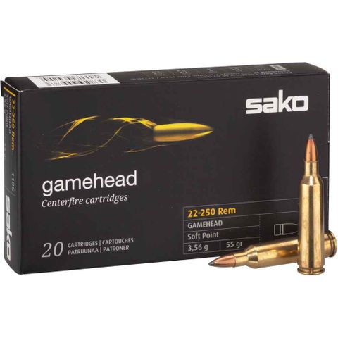 SAKO AMMO 22-250REM 55GR GAMEHEAD SP 20PKT